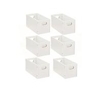 Toilinux.com Lot de 6 Boîtes de Rangement rectangulaire en MDF - L. 31 x H. 15 cm - Blanc