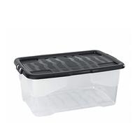 Lot de 6 boîtes de rangement Strata Curve avec couvercle noir, 42 l, 60 x 40 x 25 cm, transparent