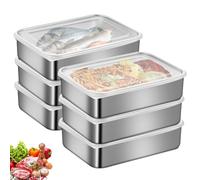 Lot de 6 boîtes en acier inoxydable pour charcuterie, fromage et viande, rangement pour aliments frais et congélation
