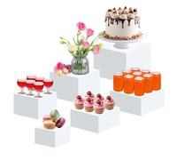 Lot de 6 boîtes en acrylique blanc - Support de buffet en acrylique - Présentoir à dessert avec fond creux - Présentoir à aliments - Buffet en acrylique pour desserts, bijoux, présentoir de cubes avec