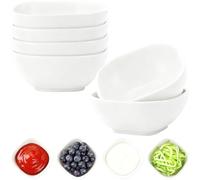 Lot de 6 bols à sauce incassables en plastique de 100 ml - Petits bols à dessert - Mini bols de préparation pour accompagnements, ketchup, collations, noix, épices (blanc)