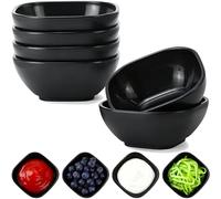Lot de 6 bols à sauce incassables en plastique de 100 ml - Petits bols à dessert - Mini bols de préparation pour accompagnements, ketchup, collations, noix, épices (noir)