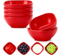 Lot de 6 bols à sauce incassables en plastique de 100 ml - Petits bols à dessert - Mini bols de préparation pour accompagnements, ketchup, collations, noix, épices (rouge)