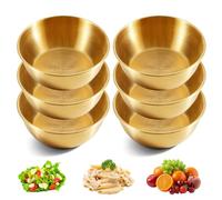 Lot De 6 Bols Ronds En Acier Inoxydable, 900ml Coupelles Sauce Rondes, Ø 17 Cm Bol Petit Or Et Inox, Bols Empilables En Acier Inoxydable Pour Apéritif, Collation, Ketchup, Épices, Condiment, Fruits