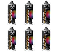 Lot de 6 bombes aérosols vernis acrylique 400 ml - Bombe RAL acrylique noir brillant RAL 9005