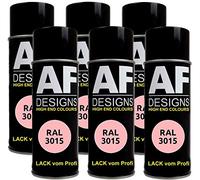 Lot de 6 bombes de peinture RAL pour voiture - Couleur : rose clair mat - RAL3015