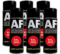 Lot de 6 bombes de peinture RAL RAL 3020 - Peinture de voiture - Mat