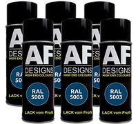Lot de 6 bombes de peinture RAL RAL 5003 - Couleur : bleu mat