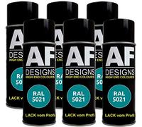Lot de 6 bombes de peinture RAL RAL 5021 - Couleur : bleu mat