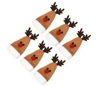 Lot de 6 bouchons de bouteille de vin de Noël en forme de cerf pour fête de | Flanelle, finition kaki, lavable, design pratique, convient aux canettes et bouteilles de vin, style créatif adorable