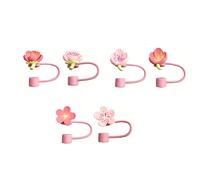 Lot de 6 bouchons de paille en silicone, accessoires décoratifs, bouchons de fleurs, dentelle avec structure en silicone, convient pour les couvercles de fleurs