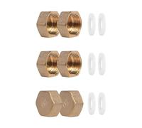 Lot de 6 bouchons de tuyau 3/4", bouchon en laiton, dispositif anti-écoulement, bouchon borgne, filetage interne, avec lot de rondelles de tuyau pour le raccordement des tuyaux.