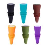 Lot de 6 bouchons de vin en silicone colorés avec anneaux d'étanchéité filetés, bouteilles de boisson, bouchons en liège, scellement de boissons, conservation de boissons