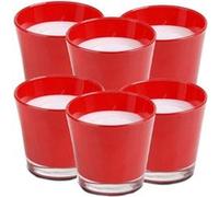 Lot de 6 bougie décorative naturelle, bougie en cire dans un verre rouge, bougie à combustion longue - Diamètre 9 x Hauteur 8 cm- JUANIO - Rouge G