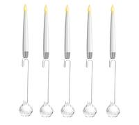 Lot de 6 bougies à LED pour sapin de Noël avec crochet en cristal transparent - Bougies coniques courtes à LED avec minuterie à distance - Bougeoirs vacillants à piles - Lumière chaude pour les