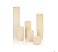 Relaxdays Bougies LED – Lot de 6, cire véritable, sans flamme, effet vacillant, Ø 5 cm, crème