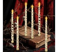 Lot de 6 bougies LED sans flamme pour Halloween - Décoration d'intérieur - Avec fantôme, citrouille, chauve-souris - 2 x 27,5 cm - Décoration de table Helloween - Bougies LED vacillantes pour