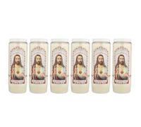 Lot de 6 Bougies Neuvaine Sacré Coeur de Jésus avec prières - Bougie Neuvaine - Culte Chrétien en Cire végétale