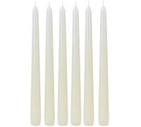 Lot de 6 bougies pointues, bougies de table, bougies de table, bougies de chandelier, en blanc, contenu de la livraison : 6 pièces, dimensions : H x Ø env. 25 x 2 cm.