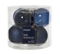 Lot de 6 boules de Noël en verre - 6 cm - Mat et brillant transparent - Boules de Noël pour sapin de Noël - Décoration de Noël et décoration de sapin de Noël - Bleu nuit