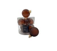 Lot de 6 boules de Noël en verre - Marron - Diamètre : 6 cm
