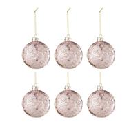 Lot de 6 Boules de Noël Rosie 8cm Rose