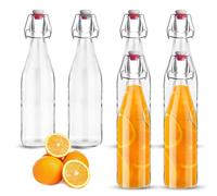 Lot de 6 Bouteille en Verre avec Bouchon Mécanique 500ml, Récipients réutilisables hermétiques, Flacons fermables pour stocker jus, huiles, épices et tous types de liquides domestiques