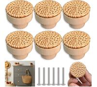 Lot de 6 boutons de meuble en rotin - Style bohème - Pour armoires de cuisine 3*4cm
