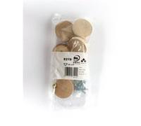 Lot de 6 boutons de meuble Rond bois brut H.22 x l.39 x P.39 mm