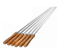 Lot de 6 brochettes plates en acier inoxydable avec poignée en bois pour barbecue 42 cm