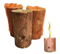 MonMobilierDesign Lot de 6_Feu suédois bûche suédoise bois bougie de jardin