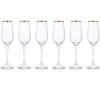 Ensemble De 6 Flûtes Amber En Verre Transparent Bord Doré Pasabahce