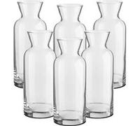Lot de 6 carafe à vin, broc en verre transparent, pichet à eau, à boisson, capacité 0.36 L - Diamètre 6.3 x Hauteur 17.2 cm- JUANIO - Transparent G