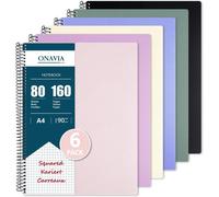 Lot de 6 carnets à spirales A4, quadrillés, 80 feuilles par carnet, couleurs pastel