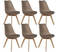 AltoBuy MEDALINE - Lot de 6 Chaises Scandinaves Taupe