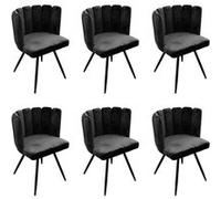 CHARLOTTE - Lot de 6 Chaises Velours Noir