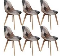 MELO - Lot de 6 Chaises Scandinaves Aspect Vieux Cuir