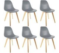 Lot de 6 chaise altobuy H. 86 cm non empilable non pliable en bois massif interieur gris Gris G