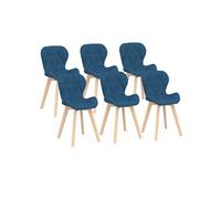 Lot de 6 chaise de bureau H. 79 cm non empilable non pliable interieur en bois bleu