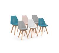 Lot de 6 chaise de bureau H. 80 cm non pliable interieur en bois bleu