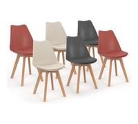 Lot de 6 chaise de bureau id market en bois non empilable non pliable H. 79.5 cm interieur gris gris G