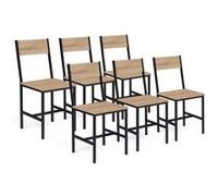 Lot de 6 chaise de bureau id market en mdf non pliable interieur bois noir G