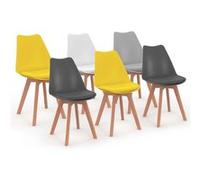 Lot De 6 Chaises Sara Mix Color Gris Clair Blanc Gris Foncé X2 Jaune X2
