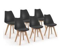 IDMarket - Lot de 6 chaises scandinaves SARA Noires pour Salle à Manger