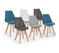 Lot de 6 chaise de bureau id market interieur non empilable non pliable en bois H. 80 cm bleu gris G