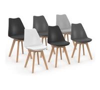 IDMARKET Lot de 6 chaises scandinaves SARA mix color gris clair, blanc, gris foncé x2, noir x2