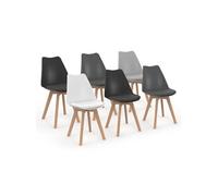 Lot de 6 chaise de bureau simili-cuir 80 cm noir