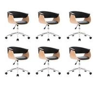 Lot de 6 chaise de bureau vidaxl H. 66 cm non empilable non pliable en plastique interieur noir noir G