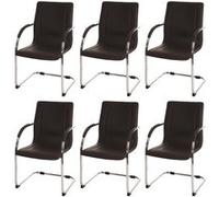 Lot de 6 chaises de salle à manger Samara, chaise de cuisine à piétement luge, acier brun