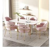 Lot de 6 Chaise de Salle à Manger, Chaise de Maquillage, Chaise Moderne avec Quatre Pieds en Métal, Velours, Pour Salon, Chambre